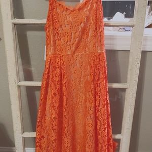 APT 9 orange lace formal dress